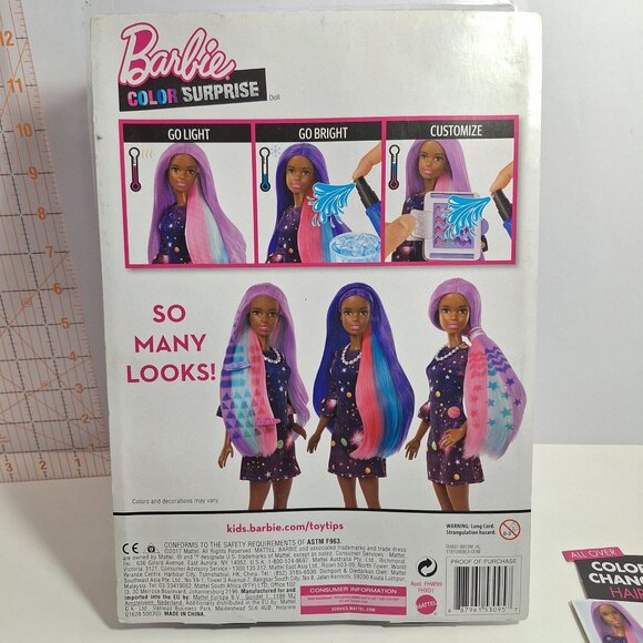 Barbie Color Change Surprise Doll Purple Hair Space Dress Damaged Box - Picture 4 of 12